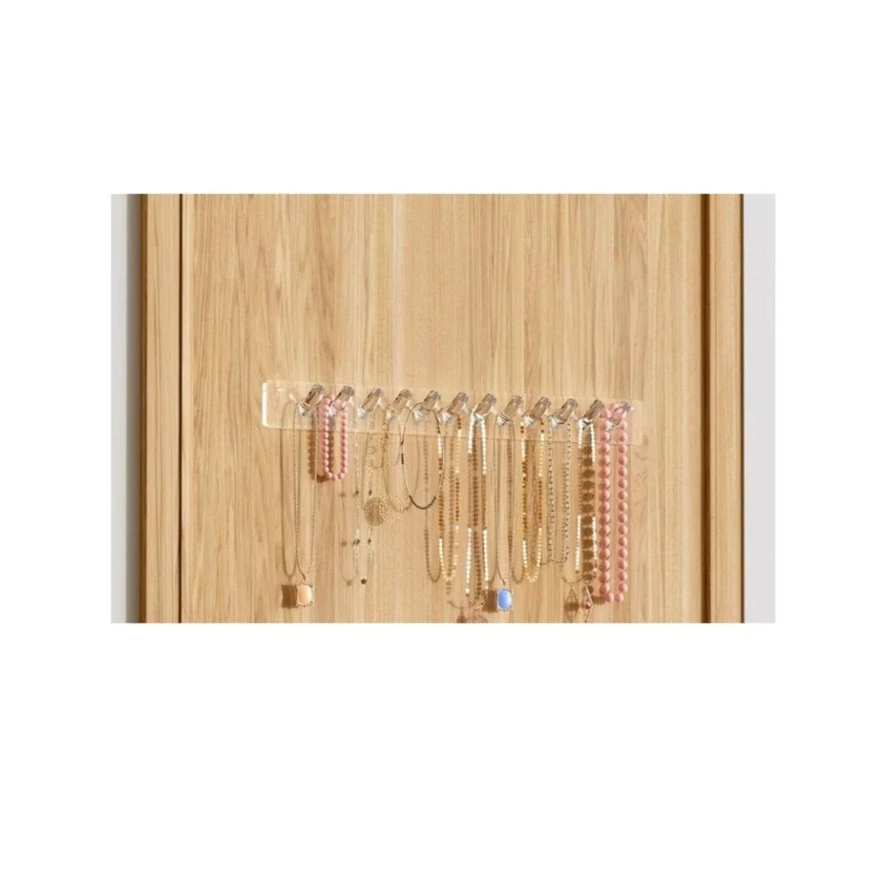 Acrylic Hanging Jewelry Rack w 12 Knobs, Necklace Holder Wall Necklace Organizer